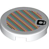 Tile Round 2 x 2 with Bottom Stud Holder with Mushroom and Barcode Print (Sticker)
