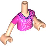 Image of part Minidoll Torso Girl with Dark Pink Shirt, Bright Pink Spots, Dark Blue Laces print, Light Nougat Arms and Hands