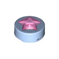 Tile Round 1 x 1 with Molded Trans-Bright Pink Star
