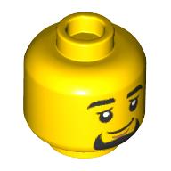 Minifig Head, Thick Eyebrows, Goatee, Smile Print