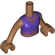 Image of part Minidoll Torso Girl with Dark Purple Shirt, Gold Decorations print, Medium Nougat Arms and Hands