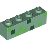 Brick 1 x 4 with Dark Green/Bright Green Squares (Minecraft Pixelated) print
