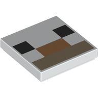 Tile 2 x 2 with Black/Dark Tan/Medium Nougat Rectangle (Minecraft Pixelated Face) print