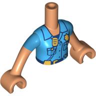 Image of part Minidoll Torso Girl with Dark Azure Police Uniform, Badge, Radio print, Nougat Arms and Hands