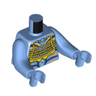 Torso with Long Arms, Na'vi, with Bare Chest, Blue Markings, Yellow Tribal Decorations  print, Medium Blue Arms and Hands