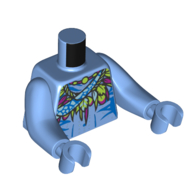Torso with Long Arms, Na'vi, with Lime/Dark Purple Feathers Decoration print, Medium Blue Arms and Hands