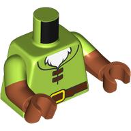 Torso, Tunic, Dark Brown Belt, White Fur print, Dual Molded Arms with Lime Sleeves Pattern, Dark Orange Arms and Hands