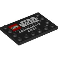 Plate Special 4 x 6 with Studs on 3 Edges with 'LEGO STAR WARS COMMANDER CODY' print