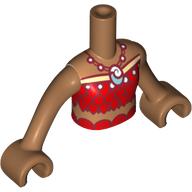 Image of part Minidoll Torso Girl with Red Top, Dark Red Trim, Shel Necklace print, Medium Nougat Arms and Hands