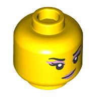 Image of part Minifig Head Zoey, Lavender Eyeshadow, Lavender Lips, Croaked Smirk / Open Mouth Smile Print