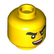 Image of part Minifig Head Cole, Black and Dark Red Eyemask / Thick Eyebrows, Open Mouth print