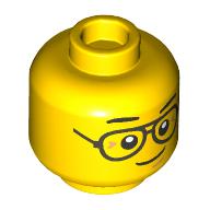 Image of part Minifig Head Cyrus Borg, Silver Glasses, Crooked Smile Print