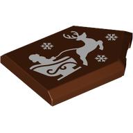 Tile Special 2 x 3 Pentagonal with White Sleigh, Reindeer print