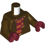 Image of part Torso, Jacket, Hoody, Dark Red/Yellow Scarf print, Dark Brown Arms, Reddish Brown Hands