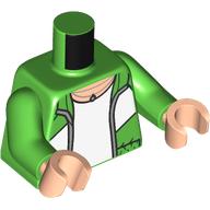 Image of part Torso, Jacker, White Shirt, Necklace print. Bright Green Arms, Light Nougat Hands