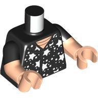 Image of part Torso, Shirt with Black Stars, Dots print, Dual Molded Arms with Black Sleeves Pattern, Light Nougat Arms and Hands