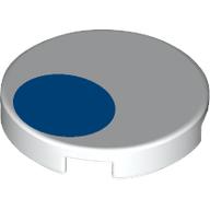 Tile Round 2 x 2 with Blue Circle/Eye print