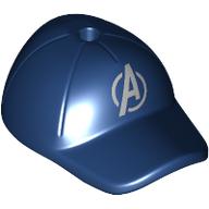 Image of part Hat / Cap Short Curved Bill with Seams and Hole on Top with Silver 'A', Avengers Logo print