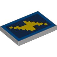 Tile 2 x 3 with Pixelated Yellow Lightning Bolt on Dark Blue Background Print