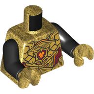 Image of part Torso Armour, Gold and Dark Red Plates, Orange Symbol print, Black Arms, Pearl Gold Hands