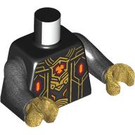 Image of part Torso, Gold Circuitry, Dark Red/Orange Symbol print, Pearl Dark Gray Arms, Pearl Gold Hands