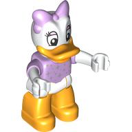 Duplo Figure with Short Sleeve Lavender Top with Silver Stars print, White Arms, Lavender Bow - Bright Light Orange Legs (Daisy Duck)