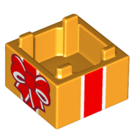Container Box 2 x 2 x 1 with Red and White Ribbon and Bow (Present) print