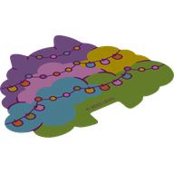 Tree Top, Lavender, Bright Pink, Yellow, Dark Azure, and Bright Green, with String Lights Print