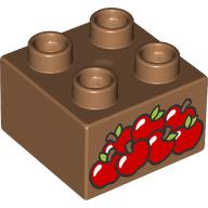 Duplo Brick 2 x 2 with Red Apples Print