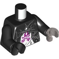 Image of part Torso, Cloak, Chains, White Shirt, Magenta Arrows print, Odd Hands, Black Arms, Left Flat Silver Hand, Right Black Hand