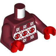 Image of part Torso, Christmas Sweater, Red Spider-Man Faces, White Snowflakes print, Dark Red Arms, Red Hands