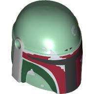 Image of part Helmet Mandalorian with Holes, Weathered Dark Red, Dark Green and Light Bluish Grey Print