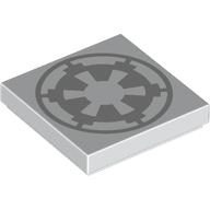 Tile 2 x 2 with Light Bluish Grey Empire Logo print