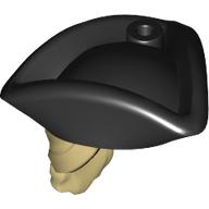 Image of part Hair and Hat, Pirate Hat Tricorne Black with Ponytail