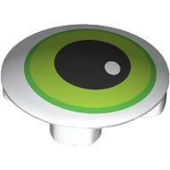 Image of part Plate Round 2 x 2 with Rounded Bottom with Eye, Lime/Green Iris print
