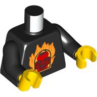 Image of part Torso, Red Bionicle Mask with Fire Print, Black Arms, Yellow Hands