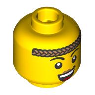 Image of part Minifig Head, Arched Eyebrows, Nougat Braid Across Forehead, Open Mouth Smile, Peach Lips Print