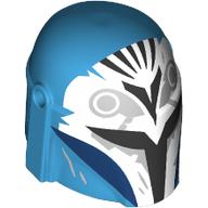 Helmet Mandalorian with Holes, White Front, Black Visor, Light Bluish Grey Markings print