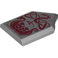 Tile Special 2 x 3 Pentagonal with Dark Red Coiled Snake, Viking Ship print