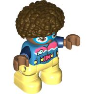 Duplo Figure Child, Afro Dark Brown, Bright Light Yellow Legs, Wetsuit and Goggles Print