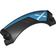 Technic Panel Car Mudguard Arched 9 x 2 x 3, Arched Top #42 with Medium Azure Paint, White X print
