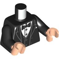 Image of part Torso, Tuxedo, White Shirt, Black Bow Tie, Black Arms, Light Nougat Hands