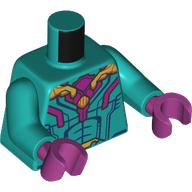 Image of part Torso Armor, Magenta and Gold Decorations, Dark Blue Lines print, Dark Turquoise Arms, Magenta Hands