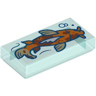 Image of part Tile 1 x 2 with Orange Fish (Koi) print