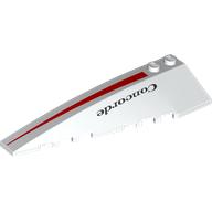 Wedge Curved 10 x 3 Left with Narrowing Red Stripe, Black 'Concorde' print