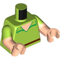 Torso, Dual Molded Arms, Shirt, Light Nougat Neck, Bright Green Collar, Reddish Brown Belt print, Lime Sleeves Pattern, Light Nougat Arms and Hands