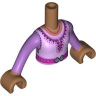 Image of part Minidoll Torso Woman with Lavender Dress, Dark Purple Trim, Magenta Belt, Silver Buckle print, Medium Lavender Arms and Medium Nougat Hands