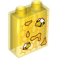 Duplo Brick 1 x 2 x 2 with Bottom Tube, Bees and Honeycomb Print
