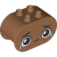 Duplo Brick 2 x 4 x 2 Rounded Ends with Sad Face, Crying Print