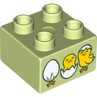 Duplo Brick 2 x 2, Three Eggs Hatching / Hatched, Yellow Chicks Print